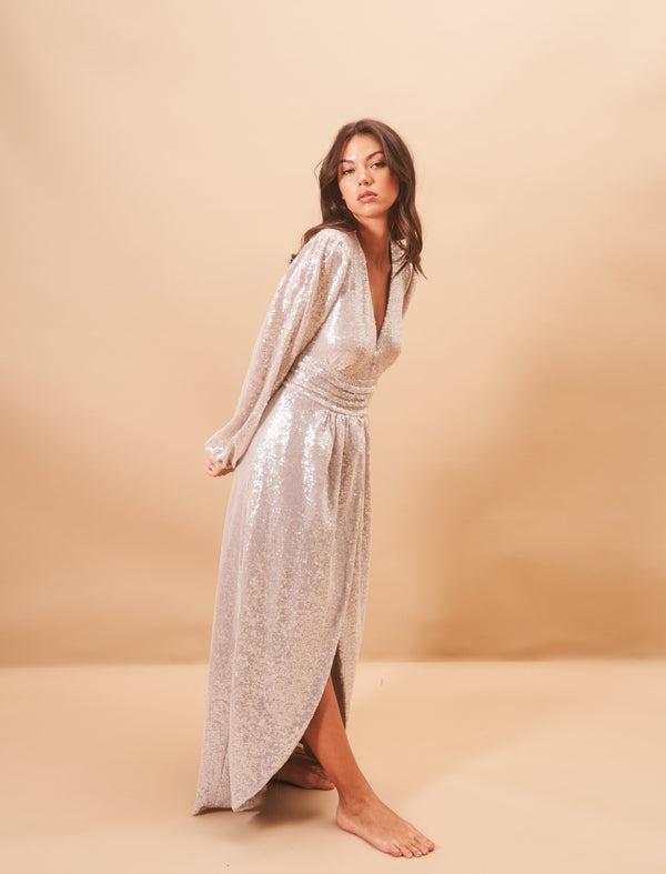 Silver Sequin Elyana Dress
