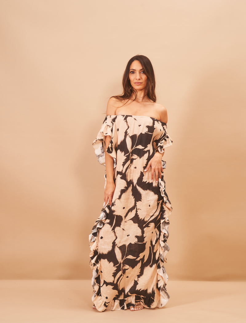 Alya Linen Printed Dress