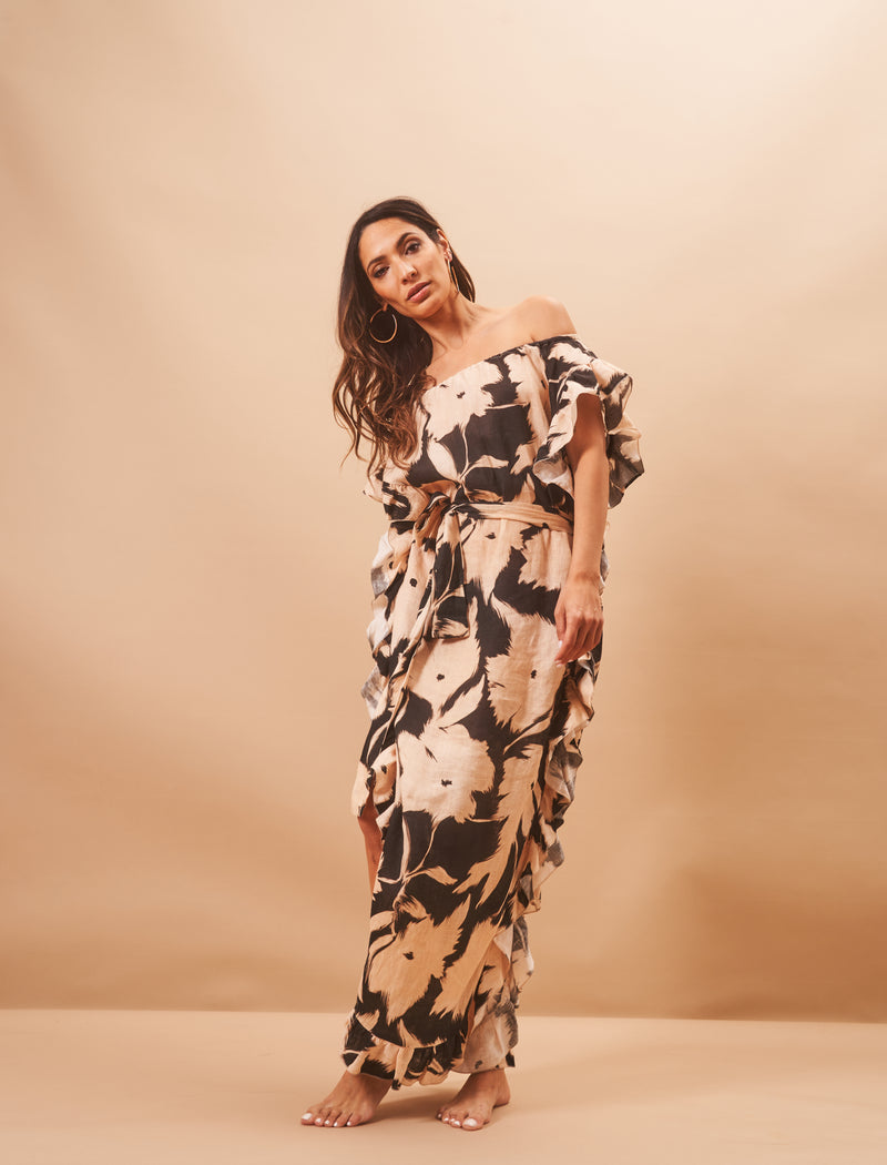 Alya Linen Printed Dress