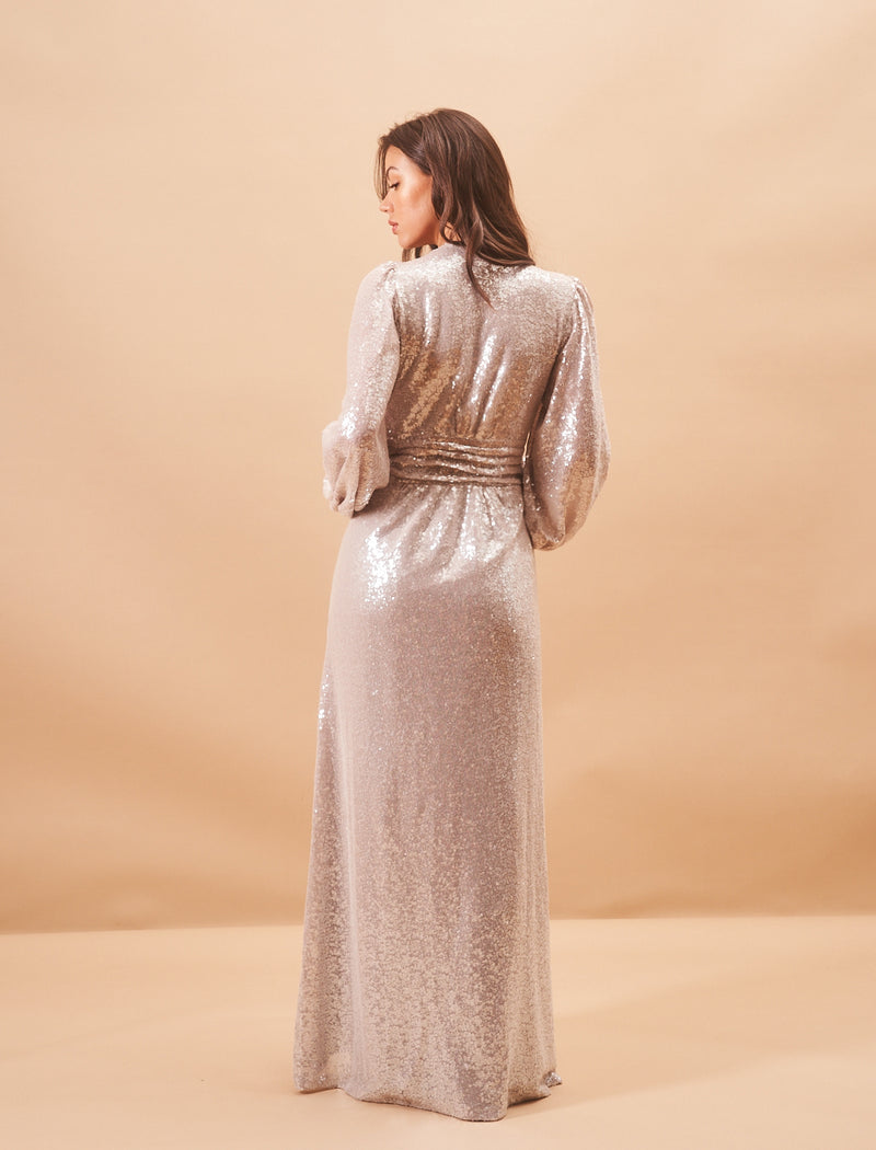 Silver Sequin Elyana Dress