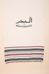 Serviette fouta LYOUM rayures et message Méditerranée.