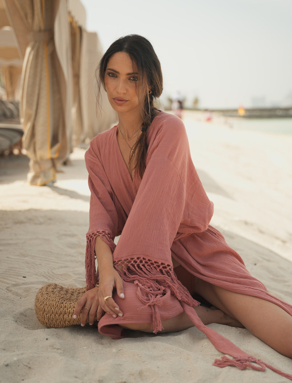 Eva Pink Beach Kimono
